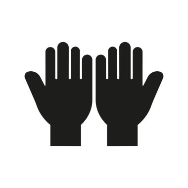 Kaldırılmış Eller Katı Simge. Yardım, Destek ve Katılım Silüeti Sembolü. Yardım, Yardım ve Gönüllü Olmayı Temsil Ediyorum. İzole Vektör İllüstrasyonu.