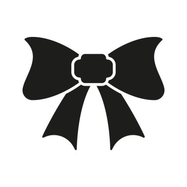 Papyonlu Katı Simge. Moda Aksesuarı, Dekorasyon ve Hediye Paketi Silueti Sembolü. Zarif Tasarım Elemanı. İzole Vektör İllüstrasyonu.