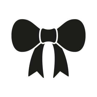 Papyonlu Katı Simge. Moda Aksesuarı, Resmi Giyinme ve Dekorasyon Silüeti Sembolü. Zarif bir stil ve hediye paketi. İzole Vektör İllüstrasyonu.