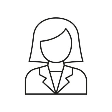 Kadın Profesyonel Avatar Satır Simgesi. İş kadını, Kurumsal Kimlik ve Kariyer Temsil Sembolü. Düzenlenebilir Vuruş. İzole Vektör İllüstrasyonu.