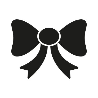 Pruva Kurdelesi Katı Simgesi. Dekoratif Bowknot, Hediye Paketi ve Moda Aksesuar Siluet Sembolü. Kutlama ve süsleme. İzole Vektör İllüstrasyonu.