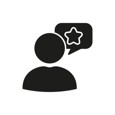 Kullanıcı Denetimi ve Geribildirim Katı Simgesi. Müşteri memnuniyeti ve derecelendirme silueti sembolü. Görüşleri, ifadeleri ve kalite değerlendirmesini temsil eder. İzole Vektör İllüstrasyonu.