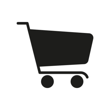 Alışveriş Arabası Katı Simgesi. E-Ticaret, Çevrimiçi Alışveriş ve Perakende Piyasası Siluet Sembolü. Tüketim ve Alışveriş Deneyimi Sunumu. İzole Vektör İllüstrasyonu.