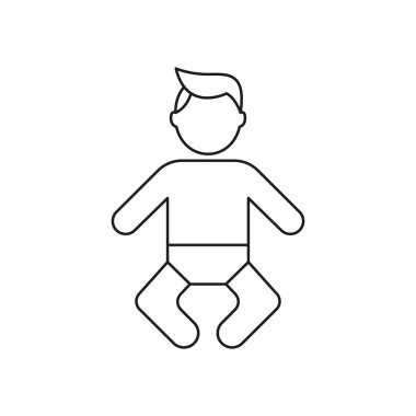 Bebek Hattı Simgesi. Çocuk bakımı, çocuk gelişimi ve ebeveynlik sembolü. Yeni doğan ve yeni yürümeye başlayan ikon. Düzenlenebilir Vuruş. İzole Vektör İllüstrasyonu.