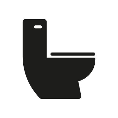 Tuvalet Katı Simgesi. Banyo Tesisatı ve Temizlik Malzemeleri Siluet Sembolü. Tuvalet, hijyen ve tesisat tabelası. İzole Vektör İllüstrasyonu.