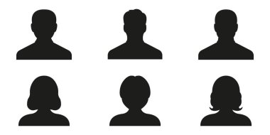 Siluet Avatar Simgesi Ayarları. Kullanıcı Profili, İsimsiz Kişiler ve Öntanımlı Resim Silüeti Sembol Koleksiyonu. Sosyal medya, çevrimiçi platformlar, kullanıcı arayüzleri için ideal. İzole Vektör İllüstrasyonu.