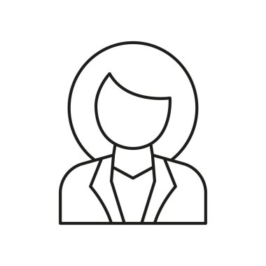 Kadın Profesyonel Avatar Satır Simgesi. İş kadını, Kurumsal Kimlik ve Kariyer Temsil Sembolü. Düzenlenebilir Vuruş. İzole Vektör İllüstrasyonu.
