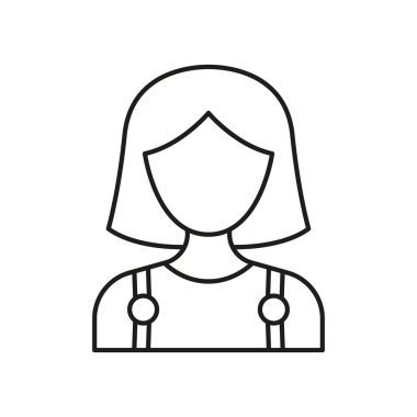 Dişi Avatar Satır Simgesi. Kullanıcı Profili, Sosyal Medya ve Çevrimiçi Kimlik Özeti Sembolü. Basitleştirilmiş Kadın Temsilcisi. Düzenlenebilir Vuruş. İzole Vektör İllüstrasyonu.