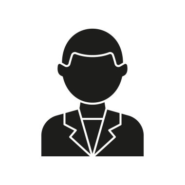 İşletme Profesyoneli Solid Icon. Şirket Yöneticisi, Yönetici ya da Personel Silueti Sembolü. Liderliği, işgücünü ve kariyeri temsil ediyor. İzole Vektör İllüstrasyonu.