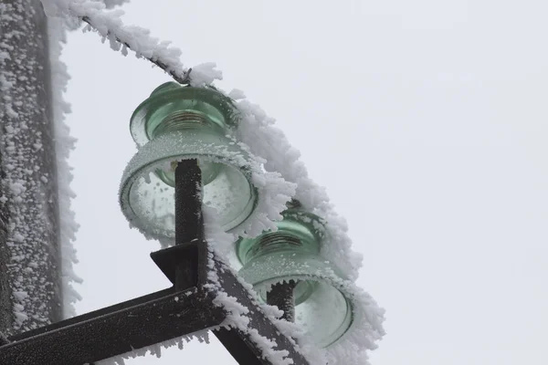Winter, freezing temperatures. Ukraine's energy sector, high-voltage power lines in the ice