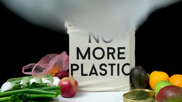 Kantong Plastik Jatuh Kantong Belanja Kain Yang Dapat Digunakan Kembali — Stok Video