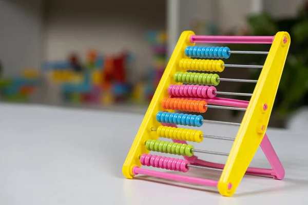 Kleurrijke Kinderen Abacus Tafel Wiskunde Rekenkunde Voor Kleuters Schoolkinderen Leren — Stockfoto
