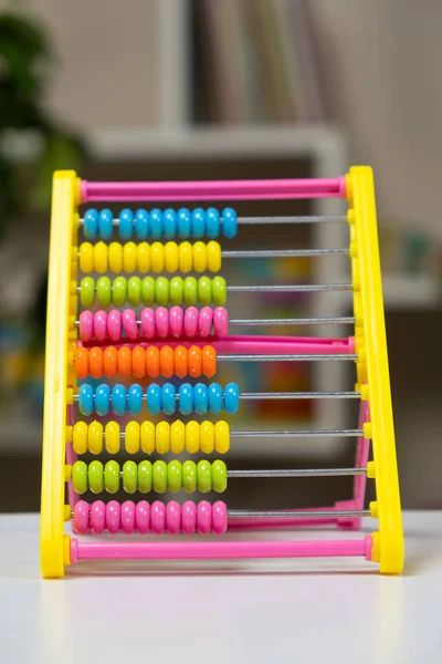 Kleurrijke Kinderen Abacus Tafel Wiskunde Rekenkunde Voor Kleuters Schoolkinderen Leren — Stockfoto