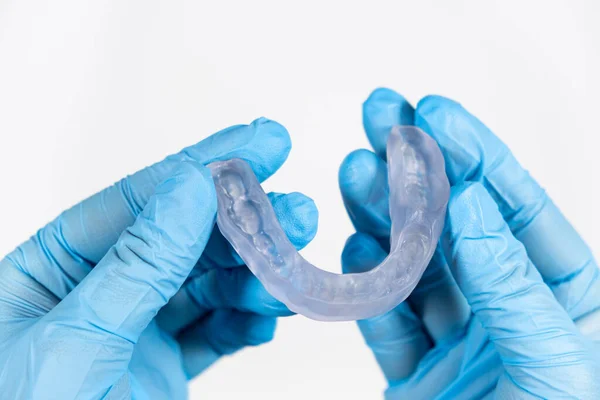 Protetor Bucal Plástico Transparente Dental Tala Para Tratamento Disfunção Das — Fotografia de Stock