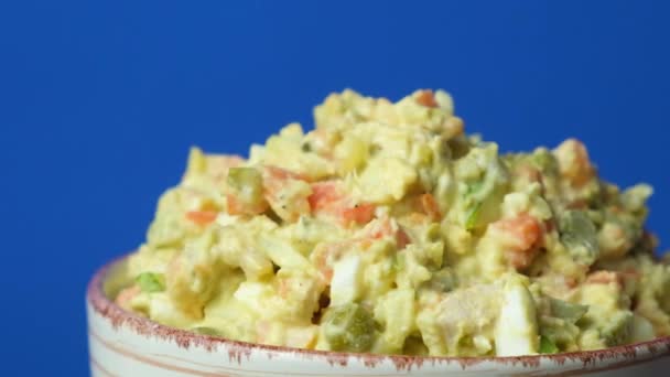 Olivier Russian Salad Classic Recipe Mayonnaise Incredible Taste Homemade Recipe — Stockvideo