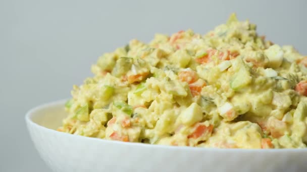 Olivier Russian Salad Classic Recipe Mayonnaise Incredible Taste Homemade Recipe — Stok video