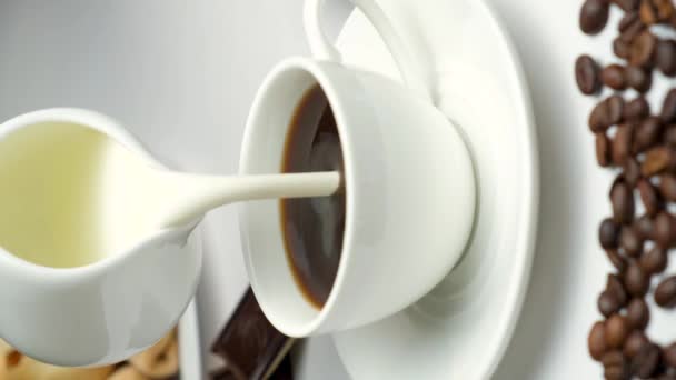 Cream Milk Jug Poured Coffee Making Coffee Cream Cappuccino — Stockvideo