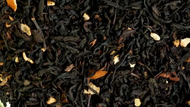 Μαύρο Τσάι Φλούδα Πορτοκαλιού Και Κανέλα Από Κοντά — Αρχείο Βίντεο