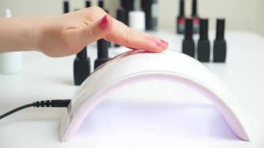 Kurutmak için ultraviyole UV LED lamba, oje kaplaması için polimerizasyon jeli, zamanlayıcı düğmesine basın.