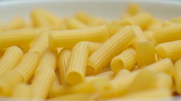 Wheat Pasta Rigatoni Form Tubes Close — Stock Video