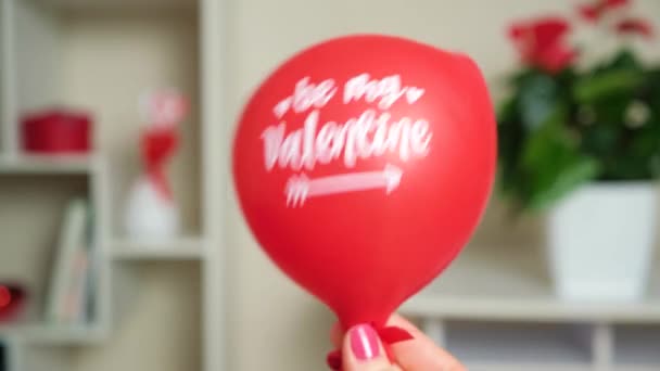 Red Balloon Hand Text Valentine Arrow — Wideo stockowe