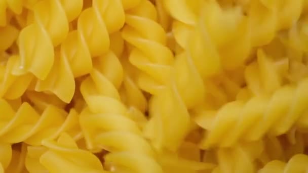 Wheat Pasta Fusilli Form Spirals Falling Top Bottom Slow Motion — Stock Video