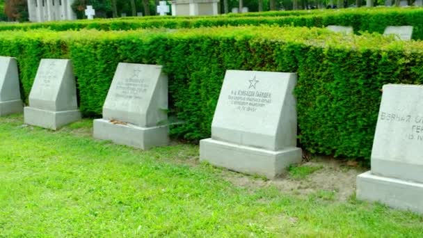 Cementerio Central Viena Monumentos Los Soldados Soviéticos Segunda Guerra Mundial — Vídeo de stock