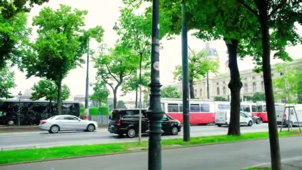 Juin 2023 Vienne Autriche Une Rue Ville Été Des Voitures — Video