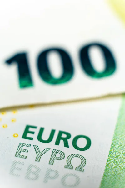 Cento Banconote Euro Macro Moneta Close — Foto Stock