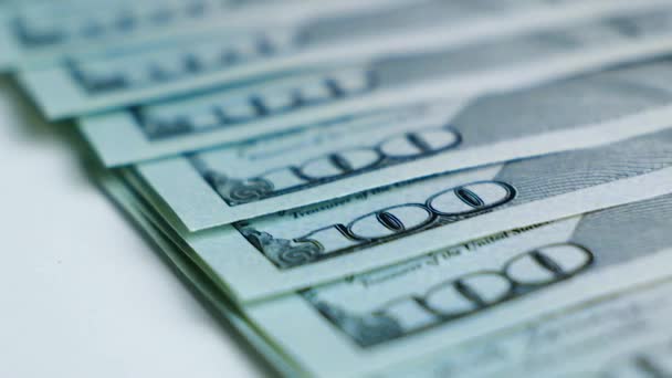 100 Dollárosokat Mozgásba Lendítettek Amerikai Pénznem — Stock videók