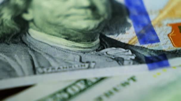 100 Dolar Tagihan Close Dalam Gerakan Mata Uang — Stok Video