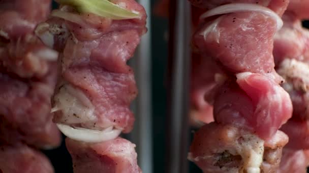 Cozinhar Carne Porco Fabricante Kebab Elétrico Espetos Verticais — Vídeo de Stock