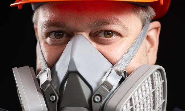 Homem Usando Capacete Segurança Respirador Para Proteger Contra Poeira Gases Imagens De Bancos De Imagens Sem Royalties