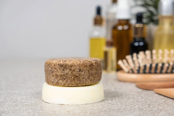 Solid shampoo and conditioner for hair. Natural eco-friendly organic cosmetics.