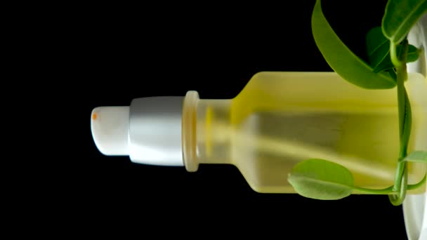ガラス瓶の髪やスキンケアのための天然油 プラスチックなしの環境に優しい化粧品 — ストック動画