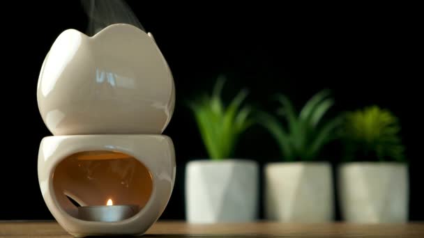 Lámpara Aroma Quemador Aceite Lámpara Aromática Con Aceites Esenciales Aromaterapia — Vídeo de stock