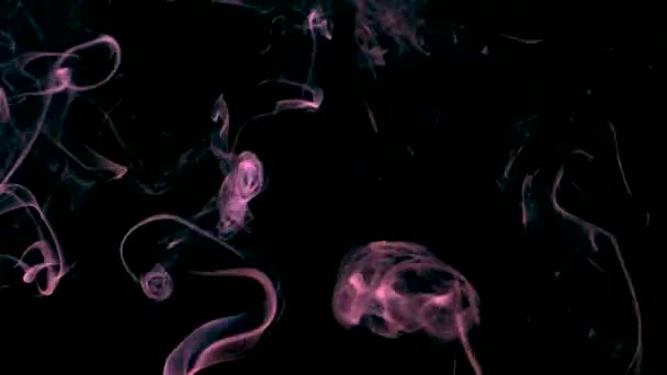 Rózsaszín Füst Fekete Háttérrel Absztrakt Háttér Tömjén Minták Hullámok — Stock videók