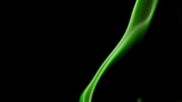 Зеленый Дым Черном Фоне Абстрактный Фон Благовоний Моделей Волн — стоковое видео