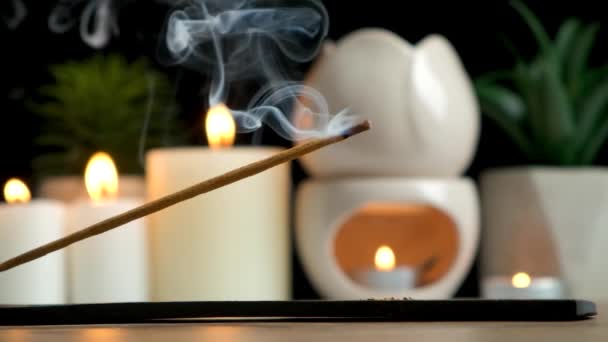 Lámpara Aroma Varilla Incienso Para Aromaterapia — Vídeo de stock