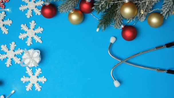 Vacanze Mediche Invernali Natale Capodanno Mani Guanti Medici Regalo Vista — Video Stock