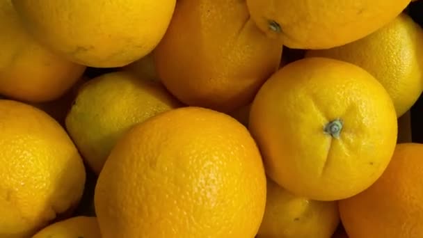 Много Спелых Апельсинов Сверху — стоковое видео