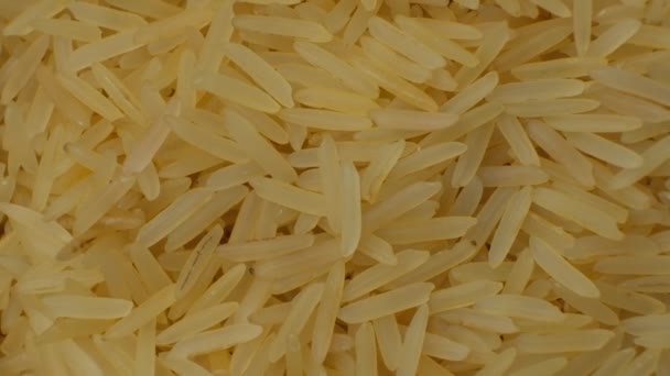 Dlouhozrnná Předpařená Rýže Basmati Makro Zpomalení — Stock video