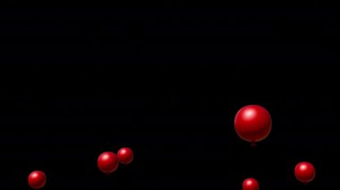 Kırmızı balonlar havada uçuşuyor, şeffaf arkaplan alfa kanal 3d animasyon 4k.