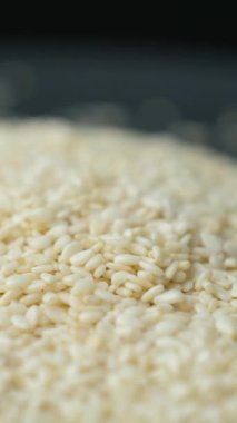 Beyaz susam tohumlarının dikey dönüşü, makro.