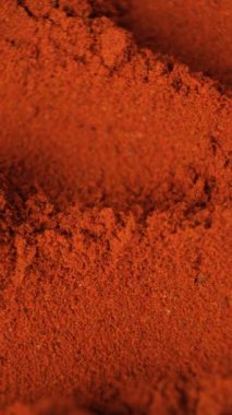 Paprika Baharat dokusu, Yemek Pişirme Arkaplanı, Yavaş Hareket, Üst Görünüm.