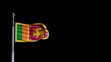 Sri Lanka bayrağını kaldırmak, şeffaf arkaplan, 3d animasyon 4k alfa kanalı.