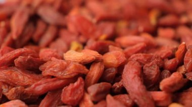 Kurutulmuş goji üzümlerinin makro rotasyonu.
