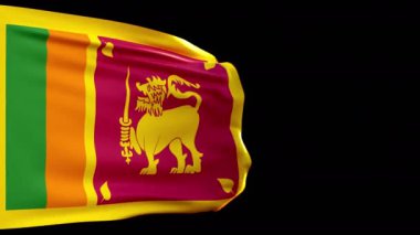 Sri Lanka bayrağı, şeffaf arka plan. 3D animasyon, alfa kanalı