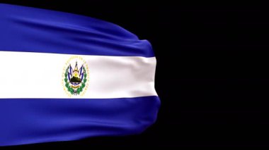 El Salvador Cumhuriyeti bayrağı, şeffaf arkaplan, 3D animasyon 4k alfa kanalı.