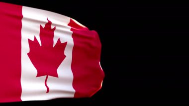Kanada bayrağı, şeffaf arkaplan, 3D animasyon 4k alfa kanalı
